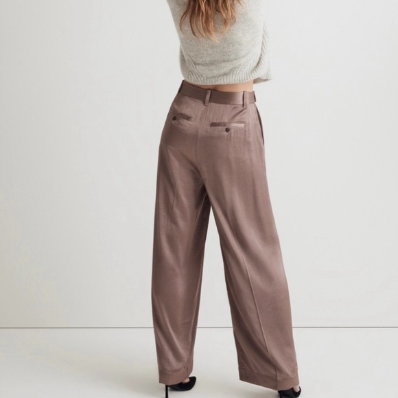 Madewell The Harlow Wide-Leg Pant in Satin Size 10 Iced Mocha NWT - Picture 3 of 10